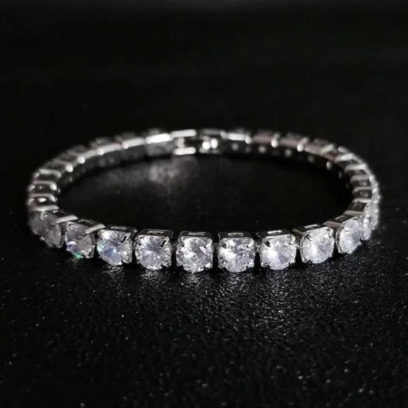 Jewelry - NEW “7” 5MM DIAMOND S925 STERLING SILVER BRACELET, NICE BRACELET, CUTE BRACELET